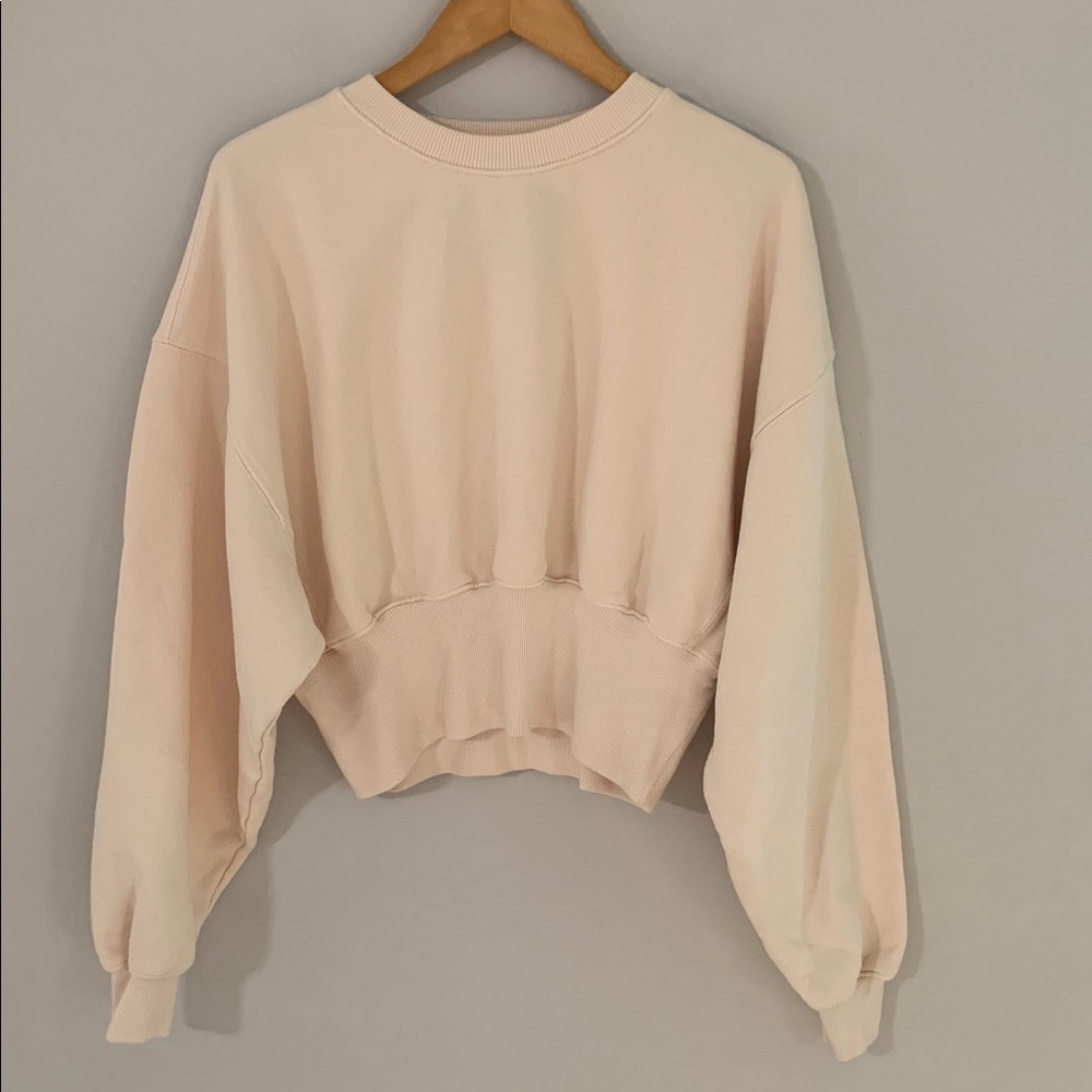 People Of Leisure POL Sonoma Organic Cotton Crew Neck Sweatshirt Cream Medium